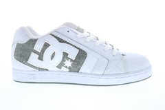 DC Net 302361 Mens White Leather Lace Up Skate Sneakers Shoes