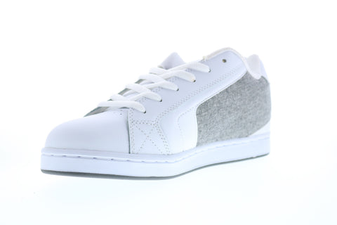DC Net 302361 Mens White Leather Lace Up Skate Sneakers Shoes