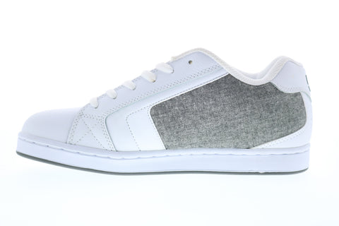 DC Net 302361 Mens White Leather Lace Up Skate Sneakers Shoes
