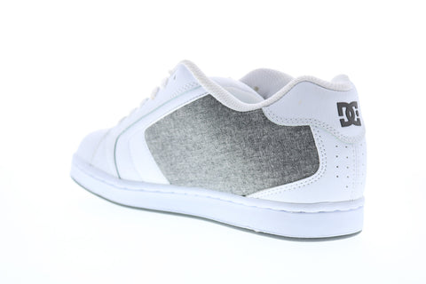 DC Net 302361 Mens White Leather Lace Up Skate Sneakers Shoes