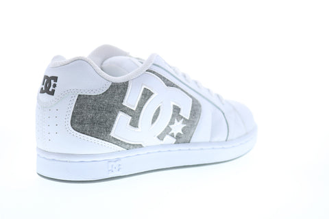 DC Net 302361 Mens White Leather Lace Up Skate Sneakers Shoes
