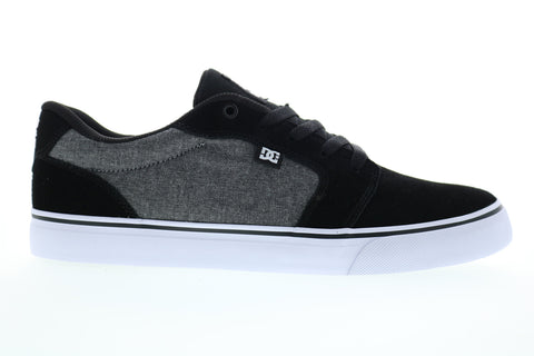 DC Anvil 303190 Mens Black Suede Lace Up Skate Sneakers Shoes