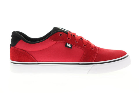 DC Anvil 303190 Mens Red Suede Canvas Lace Up Athletic Skate Shoes