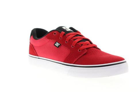DC Anvil 303190 Mens Red Suede Canvas Lace Up Athletic Skate Shoes