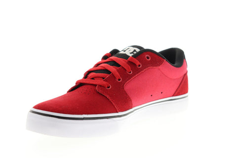 DC Anvil 303190 Mens Red Suede Canvas Lace Up Athletic Skate Shoes