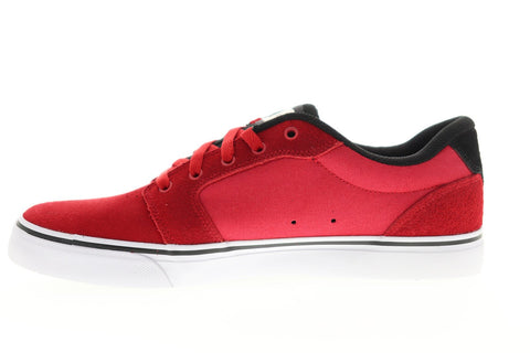 DC Anvil 303190 Mens Red Suede Canvas Lace Up Athletic Skate Shoes