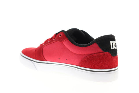 DC Anvil 303190 Mens Red Suede Canvas Lace Up Athletic Skate Shoes