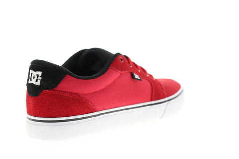 DC Anvil 303190 Mens Red Suede Canvas Lace Up Athletic Skate Shoes