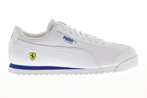 Puma Scuderia Ferrari Roma Mens White Leather Low Top Sneakers Shoes