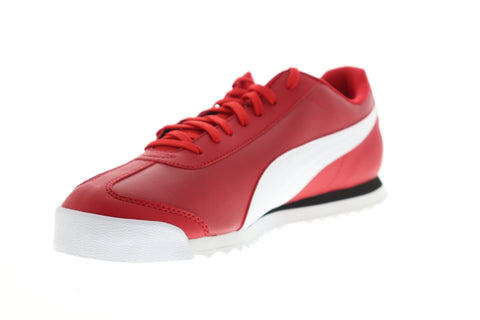 Puma Scuderia Ferrari Roma Mens Red Leather Low Top Lace Up Sneakers Shoes