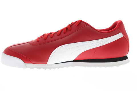 Puma Scuderia Ferrari Roma Mens Red Leather Low Top Lace Up Sneakers Shoes
