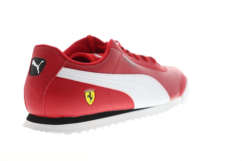 Puma Scuderia Ferrari Roma Mens Red Leather Low Top Lace Up Sneakers Shoes