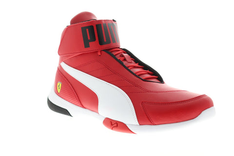 Puma Scuderia Ferrari Kart Cat Mid III Mens Red Leather Athletic Racing Shoes