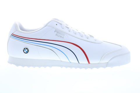 Puma BMW MMS Roma 30652602 Mens White Leather Lace Up Athletic Racing Shoes