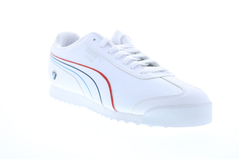 Puma BMW MMS Roma 30652602 Mens White Leather Lace Up Athletic Racing Shoes