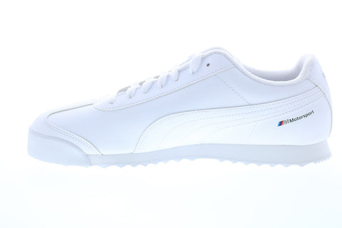 Puma BMW MMS Roma 30652602 Mens White Leather Lace Up Athletic Racing Shoes