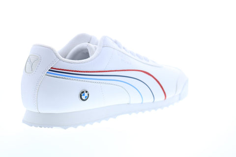 Puma BMW MMS Roma 30652602 Mens White Leather Lace Up Athletic Racing Shoes