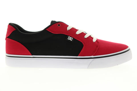 DC Anvil TX 320040 Mens Red Canvas Low Top Lace Up Skate Sneakers Shoes