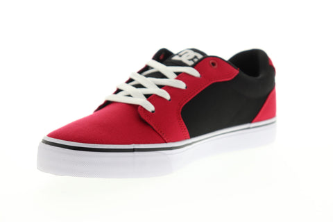 DC Anvil TX 320040 Mens Red Canvas Low Top Lace Up Skate Sneakers Shoes