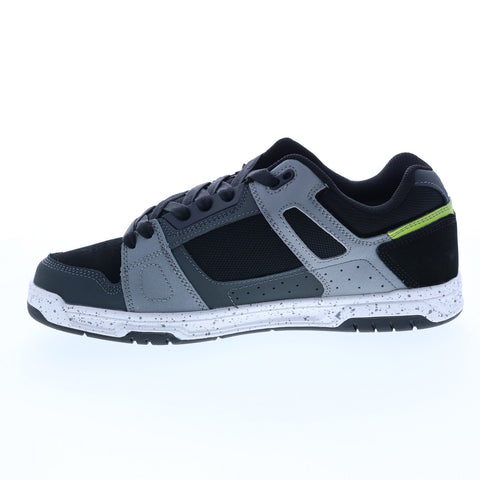 DC Stag 320188-XKSG Mens Black Leather Lace Up Skate Inspired Sneakers Shoes