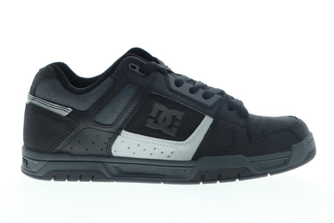 DC Stag 320188 Mens Black Leather Canvas Lace Up Athletic Skate Shoes