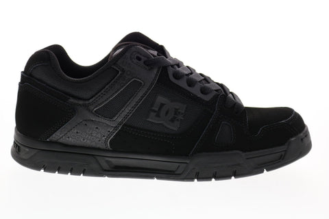 DC Stag 320188 Mens Black Leather Athletic Lace Up Skate Shoes