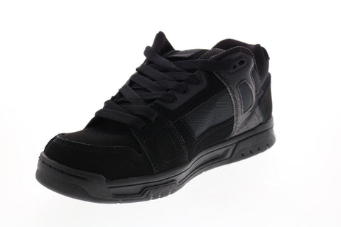 DC Stag 320188 Mens Black Leather Athletic Lace Up Skate Shoes