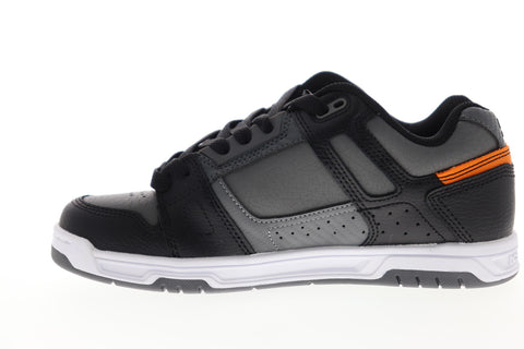 DC Stag 320188 Mens Gray Leather Low Top Lace Up Skate Sneakers Shoes