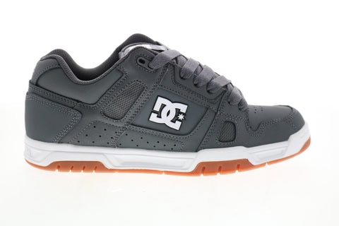 DC Stag 320188 Mens Gray Leather Lace Up Skate Inspired Sneakers Shoes
