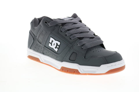 DC Stag 320188 Mens Gray Leather Lace Up Skate Inspired Sneakers Shoes
