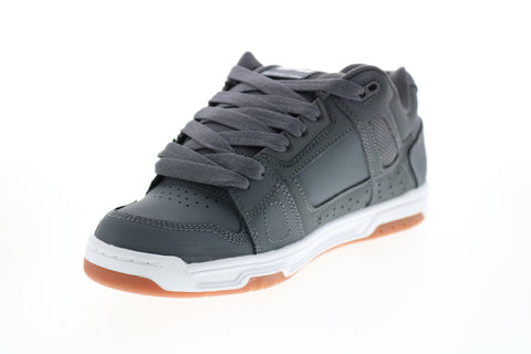 DC Stag 320188 Mens Gray Leather Lace Up Skate Inspired Sneakers Shoes
