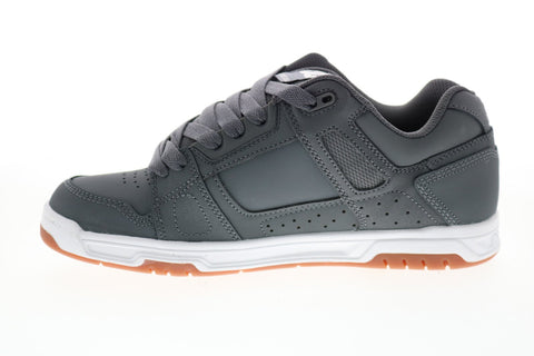 DC Stag 320188 Mens Gray Leather Lace Up Skate Inspired Sneakers Shoes