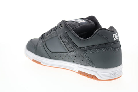 DC Stag 320188 Mens Gray Leather Lace Up Skate Inspired Sneakers Shoes