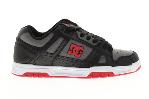 dc stag 320188 mens gray black synthetic leather athletic skate shoes