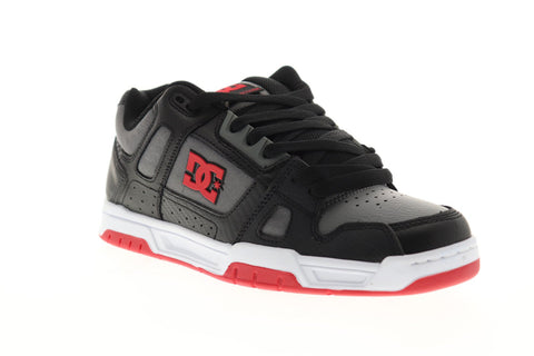 dc stag 320188 mens gray black synthetic leather athletic skate shoes