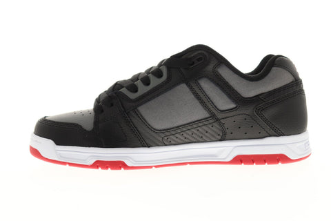 dc stag 320188 mens gray black synthetic leather athletic skate shoes