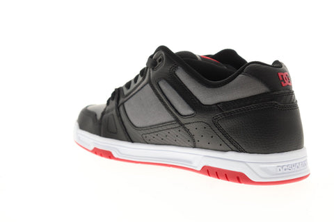 dc stag 320188 mens gray black synthetic leather athletic skate shoes