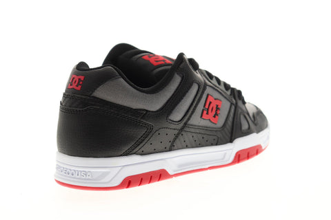dc stag 320188 mens gray black synthetic leather athletic skate shoes