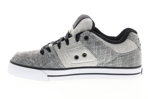 DC Pure TX SE 320423 Mens Gray Canvas Lace Up Athletic Skate Shoes