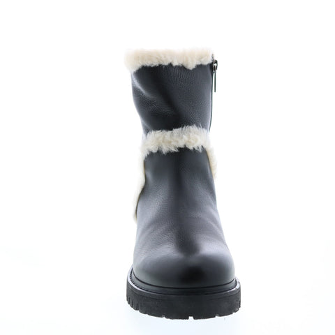 Aquatalia Jillian Tumbled Calf Faux Fur 34L3716-BAK Womens Black Leather Zipper Casual Dress Boots