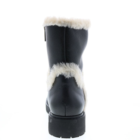 Aquatalia Jillian Tumbled Calf Faux Fur 34L3716-BAK Womens Black Leather Zipper Casual Dress Boots