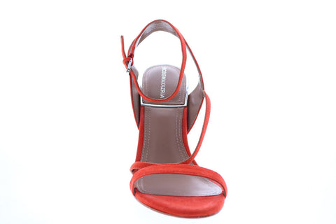 BCBG Max Azria Amilia Kidsuede 34AZ001-GND Womens Orange Strap Heels Shoes