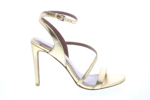 BCBG Max Azria Amilia Mirror Metallic Womens Gold Strap Heels Shoes