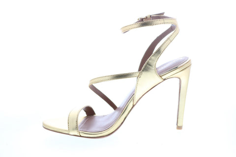 BCBG Max Azria Amilia Mirror Metallic Womens Gold Strap Heels Shoes