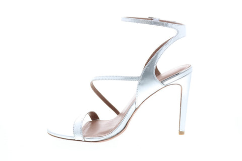 BCBG Max Azria Amilia Mirror Metallic Womens Silver Strap Heels Shoes