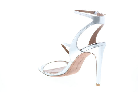 BCBG Max Azria Amilia Mirror Metallic Womens Silver Strap Heels Shoes