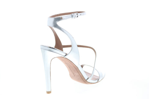 BCBG Max Azria Amilia Mirror Metallic Womens Silver Strap Heels Shoes