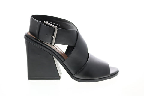 BCBG Max Azria Sara Dress Calf Leather Womens Black Strap Heels Shoes