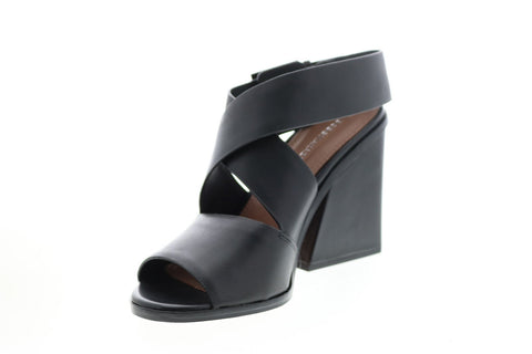 BCBG Max Azria Sara Dress Calf Leather Womens Black Strap Heels Shoes