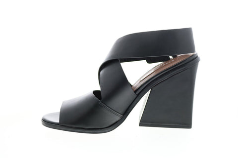 BCBG Max Azria Sara Dress Calf Leather Womens Black Strap Heels Shoes